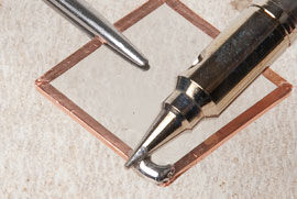Soldering iron on foil
